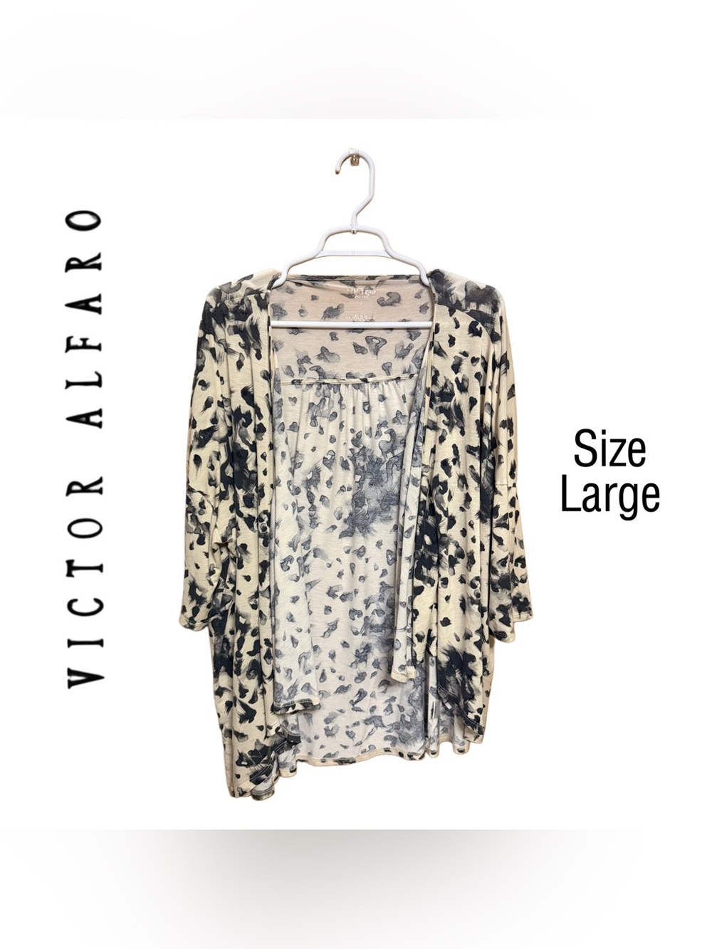✨ Victor Alfaro Floral Open Front Cardigan L XL Lightweight Boho Duster